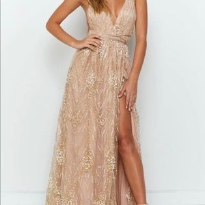 Madeline Formal Dress Rose Gold- Beginning Boutique